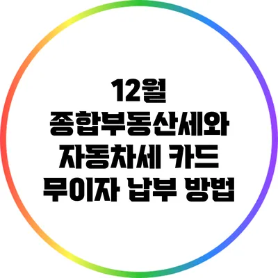 12월 종합부동산세와 자동차세 카드 무이자 납부 방법