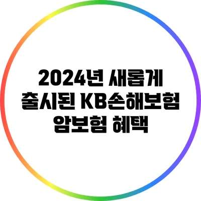 2024년 새롭게 출시된 KB손해보험 암보험 혜택