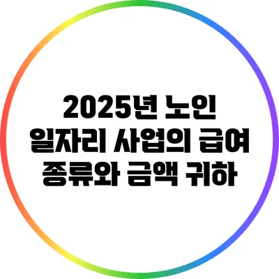 2025년 노인 일자리 사업의 급여 종류와 금액 귀하