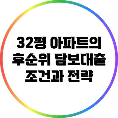 32평 아파트의 후순위 담보대출 조건과 전략