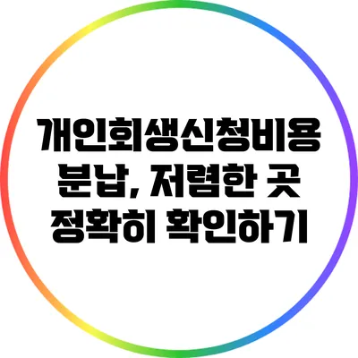 개인회생신청비용 분납, 저렴한 곳 정확히 확인하기