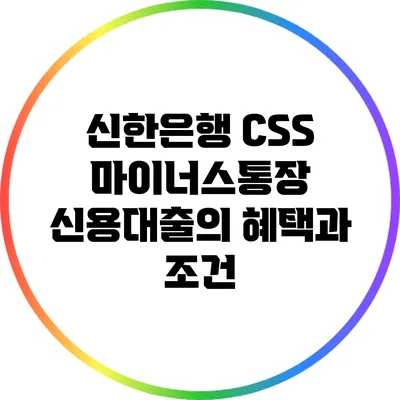 신한은행 CSS 마이너스통장 신용대출의 혜택과 조건