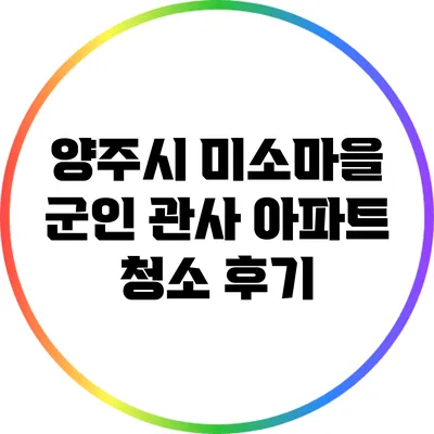 양주시 미소마을 군인 관사 아파트 청소 후기