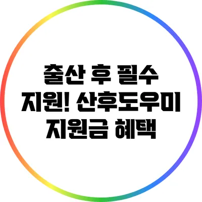 출산 후 필수 지원! 산후도우미 지원금 혜택