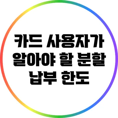 카드 사용자가 알아야 할 분할 납부 한도