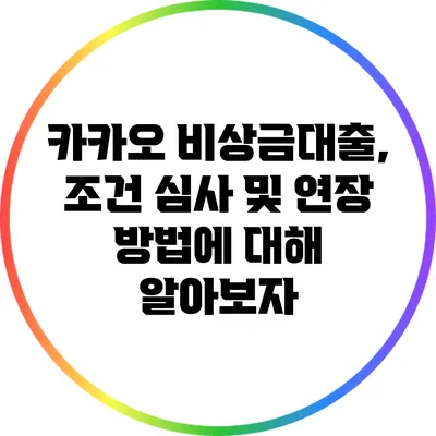 카카오 비상금대출, 조건 심사 및 연장 방법에 대해 알아보자