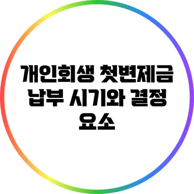 개인회생 첫변제금 납부 시기와 결정 요소