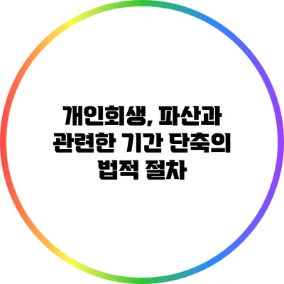 개인회생, 파산과 관련한 기간 단축의 법적 절차