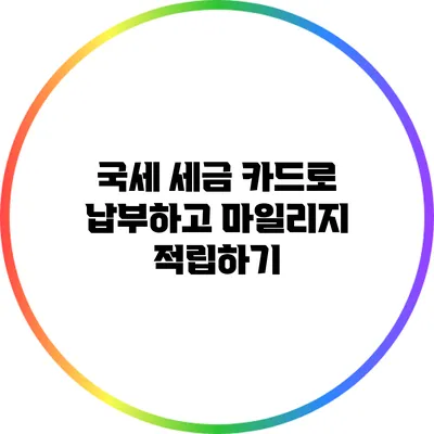 국세 세금 카드로 납부하고 마일리지 적립하기