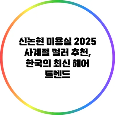 신논현 미용실 2025 사계절 컬러 추천, 한국의 최신 헤어 트렌드