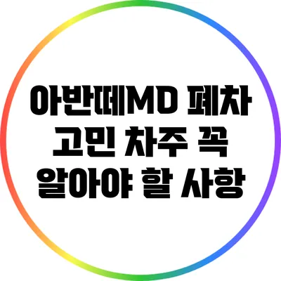 아반떼MD 폐차 고민: 차주 꼭 알아야 할 사항