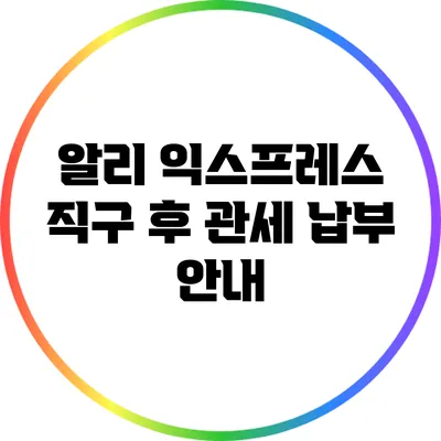 알리 익스프레스 직구 후 관세 납부 안내