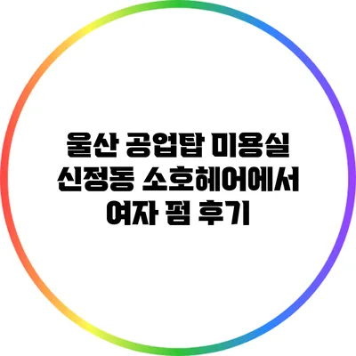 울산 공업탑 미용실 신정동 소호헤어에서 여자 펌 후기