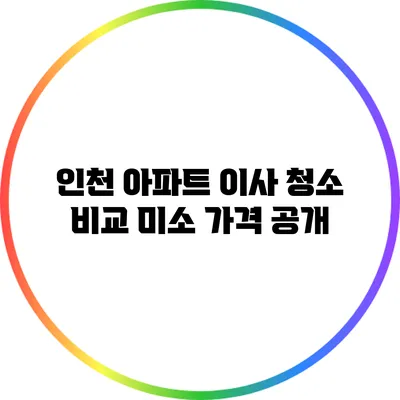 인천 아파트 이사 청소 비교: 미소 가격 공개