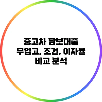 중고차 담보대출: 무입고, 조건, 이자율 비교 분석