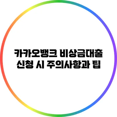 카카오뱅크 비상금대출 신청 시 주의사항과 팁