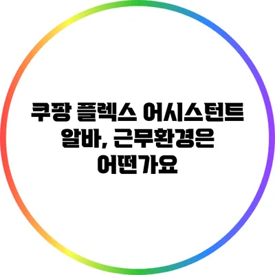 쿠팡 플렉스 어시스턴트 알바, 근무환경은 어떤가요?