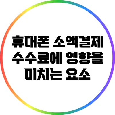 휴대폰 소액결제 수수료에 영향을 미치는 요소