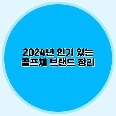 2024년 인기 있는 골프채 브랜드 정리