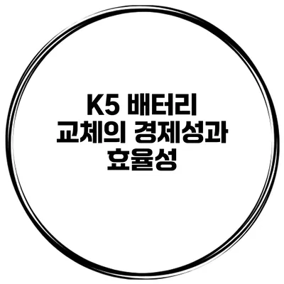 K5 배터리 교체의 경제성과 효율성