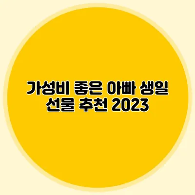 가성비 좋은 아빠 생일 선물 추천 2023