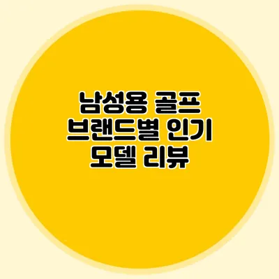 남성용 골프 브랜드별 인기 모델 리뷰