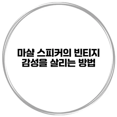 마샬 스피커의 빈티지 감성을 살리는 방법