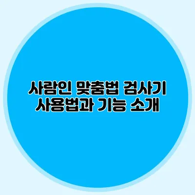 사람인 맞춤법 검사기 사용법과 기능 소개