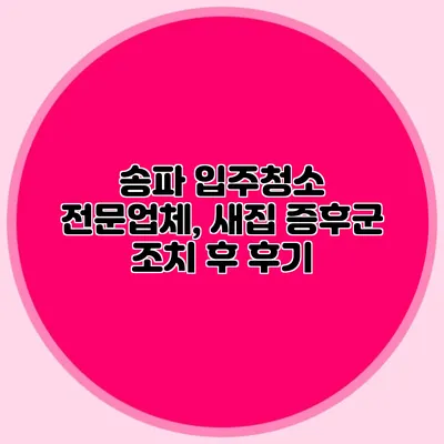 송파 입주청소 전문업체, 새집 증후군 조치 후 후기