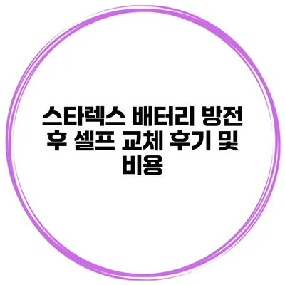 스타렉스 배터리 방전 후 셀프 교체 후기 및 비용