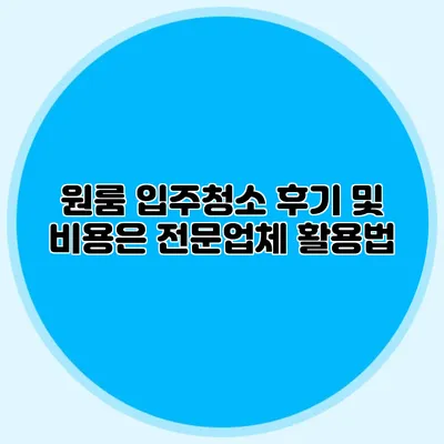 원룸 입주청소 후기 및 비용은? 전문업체 활용법