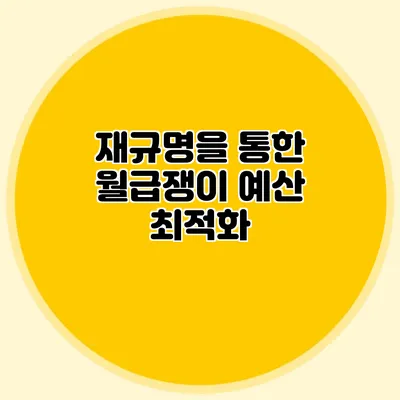 재규명을 통한 월급쟁이 예산 최적화