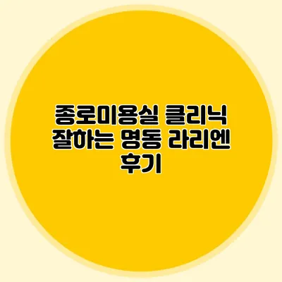 종로미용실: 클리닉 잘하는 명동 라리엔 후기