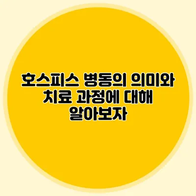 호스피스 병동의 의미와 치료 과정에 대해 알아보자